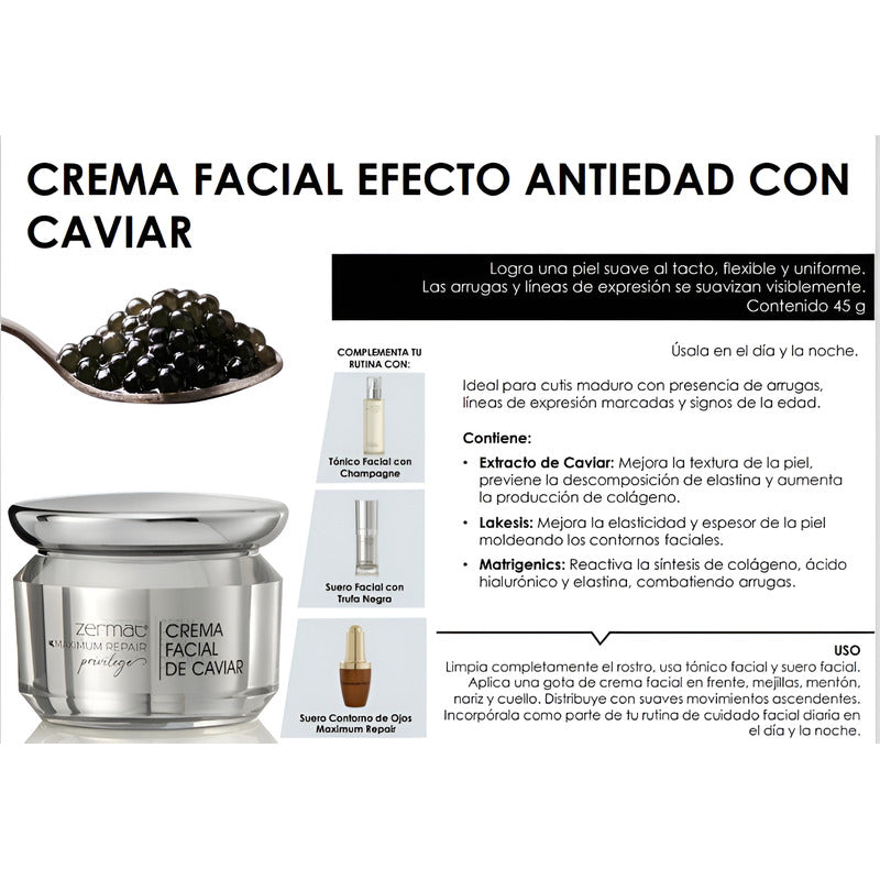 Crema Facial Efecto Anti Edad Con Caviar, Reparación Máxima  Normal Día/noche
