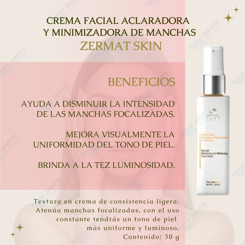 Crema Facial Aclaradora Anti-manchas Zermat Todo Tipo De Piel
