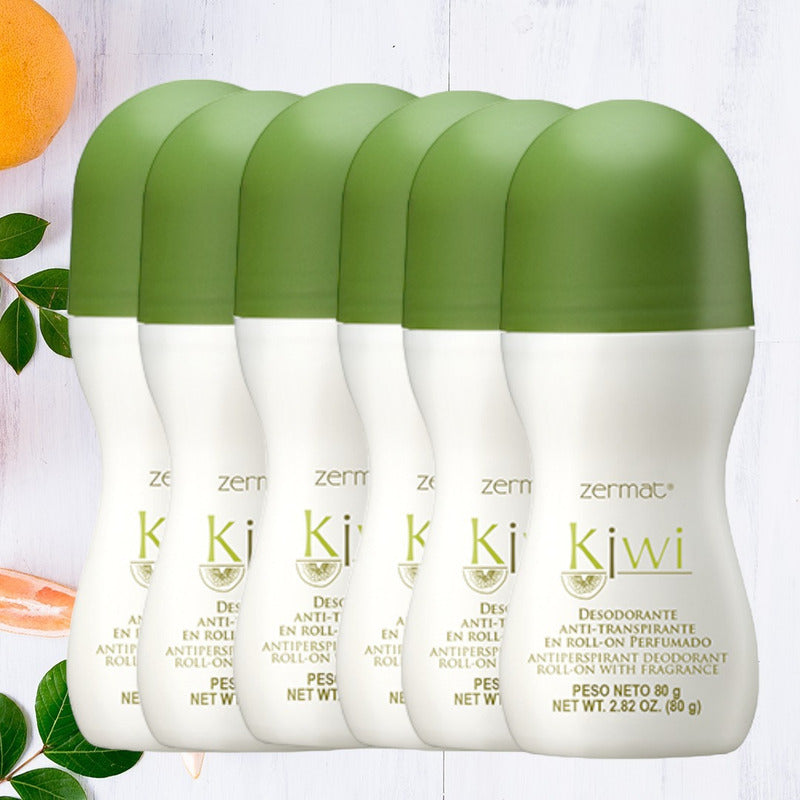 Paq 6 Desod Anti-transpirante Rollon Kiwi Perfumado Unisex