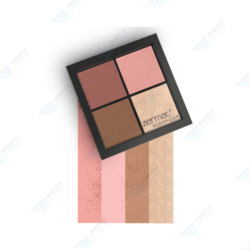 Paleta De Rubores Incluye Iluminador Eleganzza Zermat Café