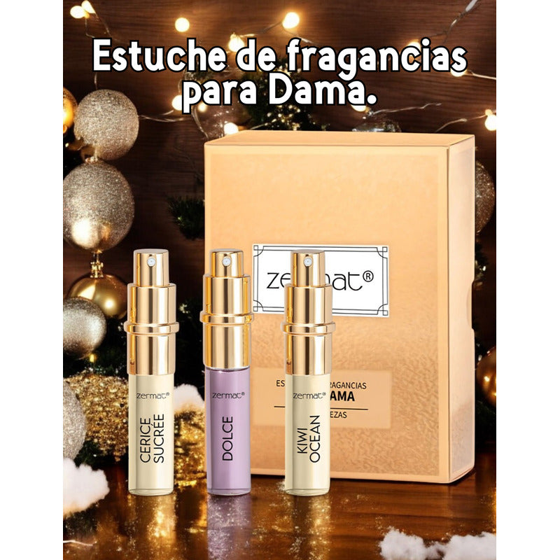 Estuche Recargable 3 Fragancias Para Dama Zermat 3 X 15 Ml