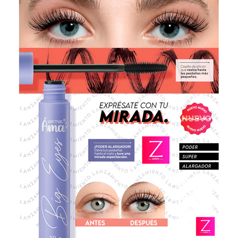 Máscara Super Alargadora De Pestañas Big Eyes 10 Gr Zermat Negro