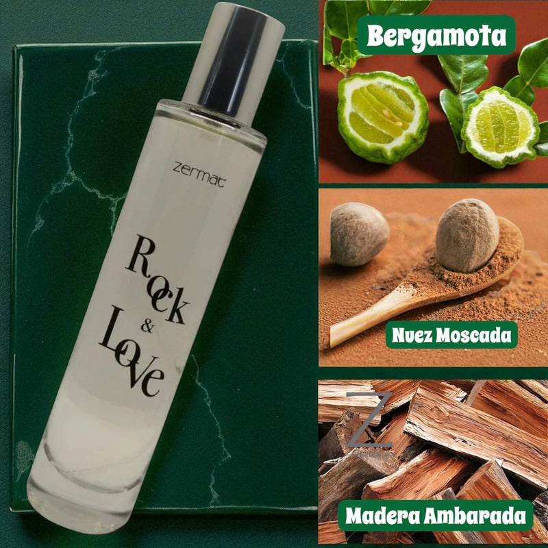 Fragancia Para Caballero Con Atomizador Rock And Love 60 Ml