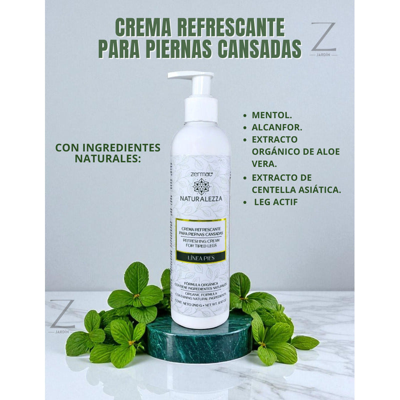Crema Refrescante Para Piernas Cansadas Formula Organica Aloe Mentol