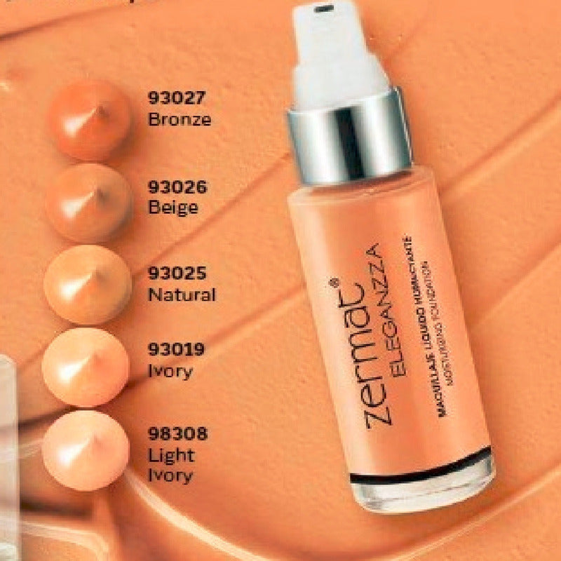 Maquillaje Líquido Facial Humectante  Eleganzza Zermat Ivory