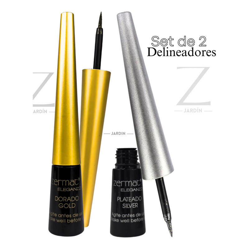 Delineadores Líquidos Brillantes Zermat Set 2 Uds. Plateado/dorado Gold Metalizado