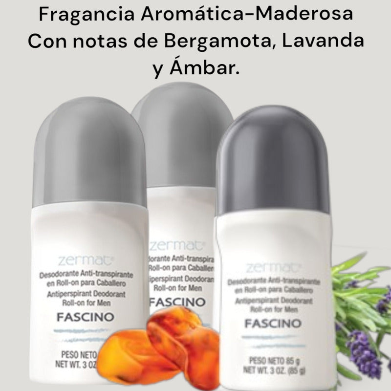 3 Desodorantes Zermat Roll On Fragance Collection Hombre Fascino