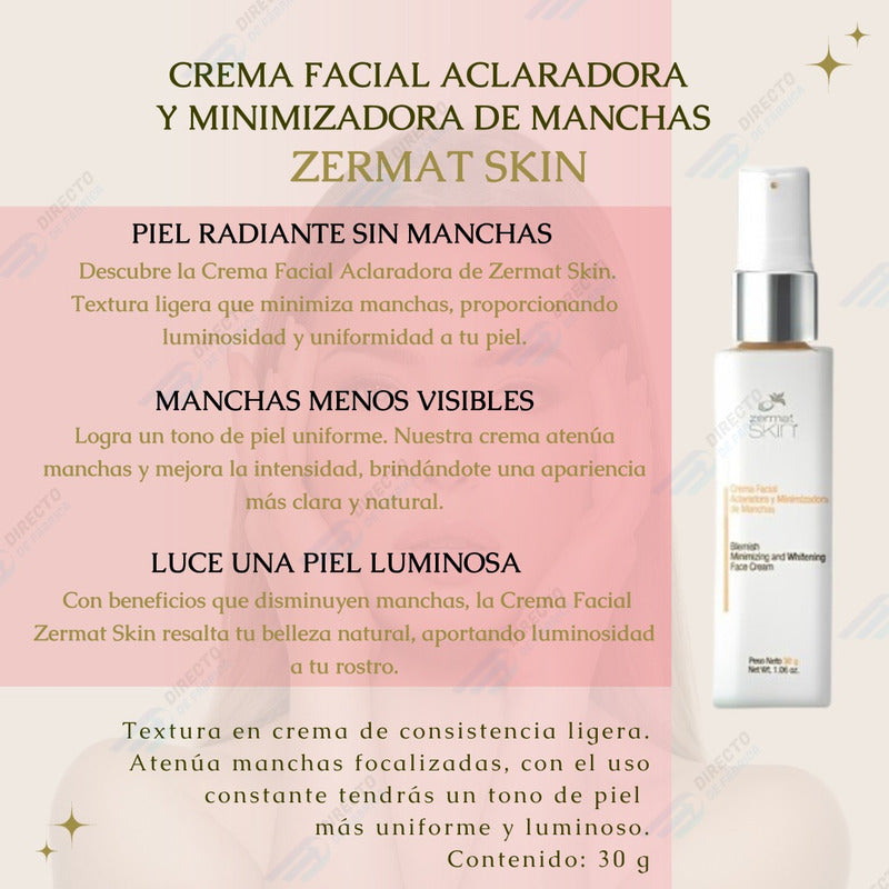 Crema Facial Aclaradora Anti-manchas Zermat Todo Tipo De Piel