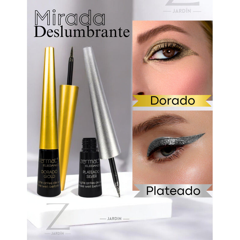 Delineadores Líquidos Brillantes Zermat Set 2 Uds. Plateado/dorado Gold Metalizado