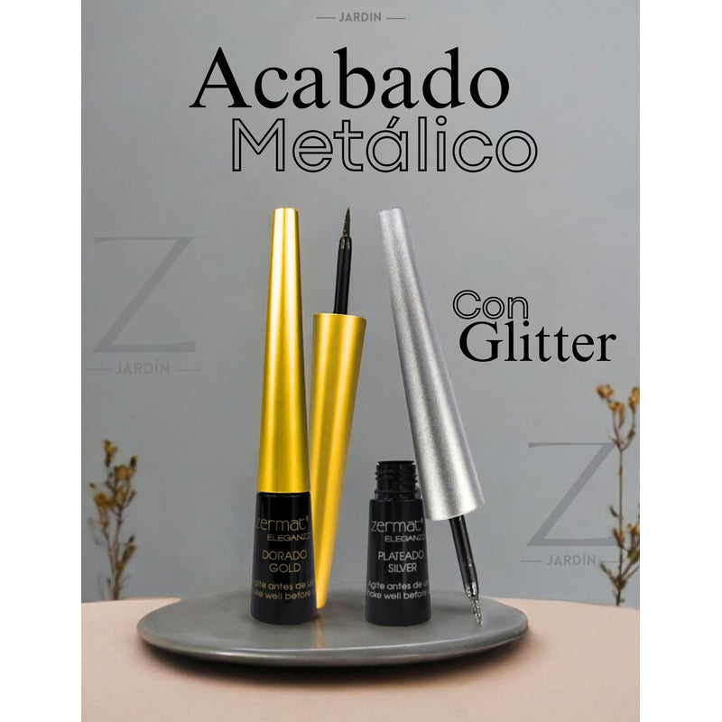Delineadores Líquidos Brillantes Zermat Set 2 Uds. Plateado/dorado Gold Metalizado