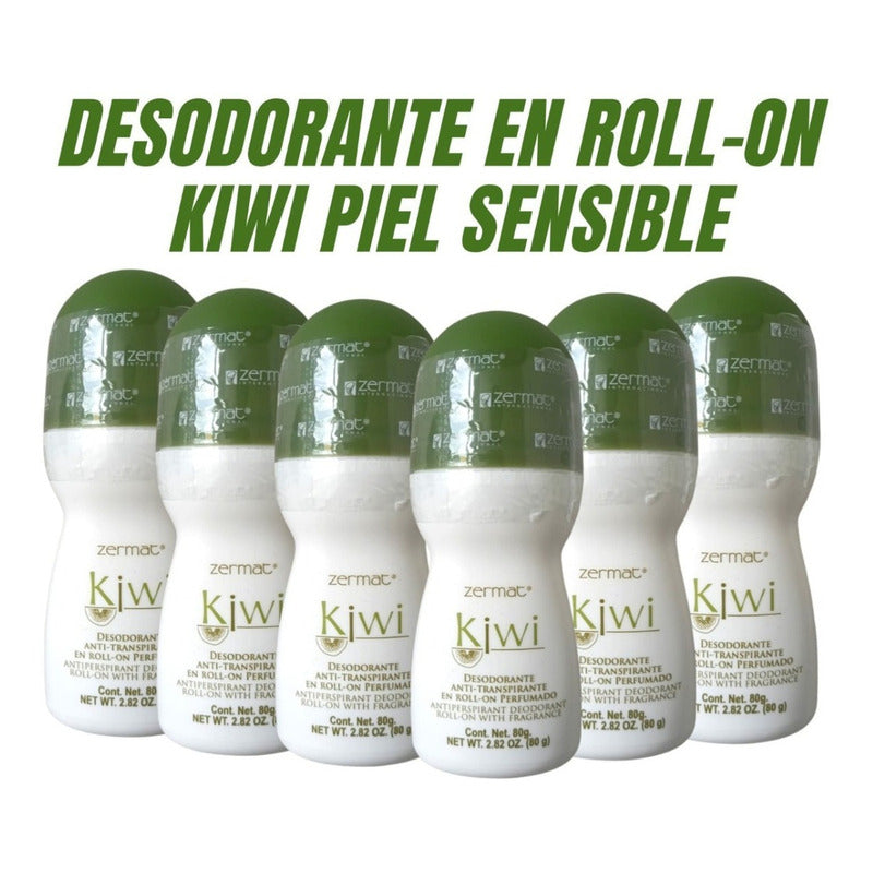 Paquete 6 Desod Anti-transpirante Rollon Kiwi Piel Sensible Fragancia Fit