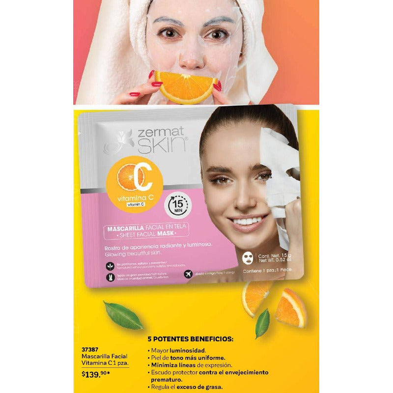 Duo Mascarilla Facial En Tela Ácido Hialurónico Y Vitamina C Todo Tipo De Piel