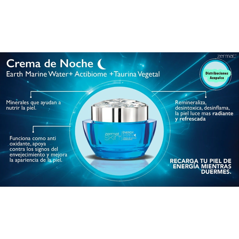 Crema De Noche Energizante Revitalizante  Zermat Skin Todo Tipo De Piel Noche