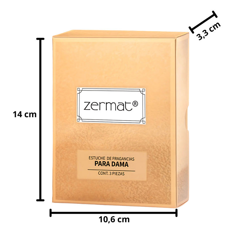 Estuche Recargable 3 Fragancias Para Dama Zermat 3 X 15 Ml