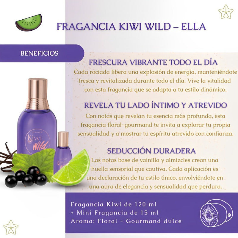 Fragancia Kiwi Wild Dama, Incluye Mini Fragancia De Regalo