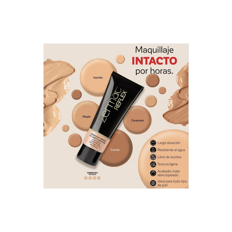 Maquillaje Líquido De Larga Duración Reflex 30 Ml - Zermat Tono Maple