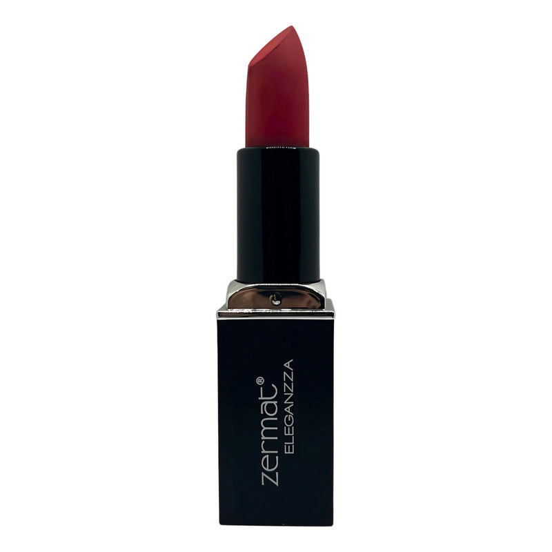 Labial Semimate Con Vitamina E Zermat Eleganzza Color Rojo Tulipan