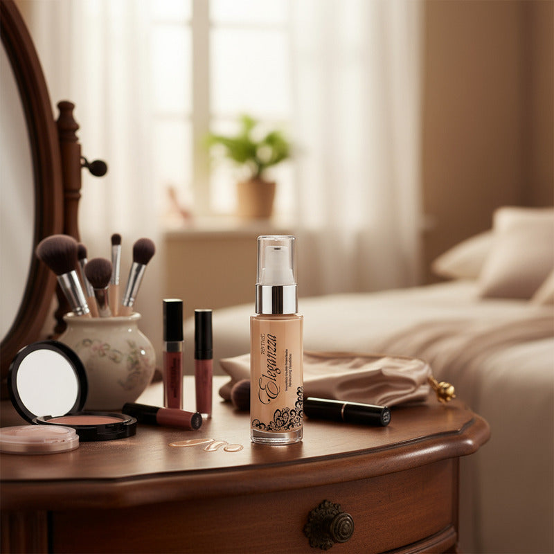 Maquillaje Líquido Facial Humectante  Eleganzza Zermat Natural