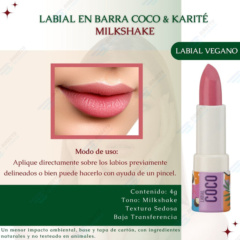 Labial Vegano En Barra Con Extracto De Coco & Karité Zermat Milkshake