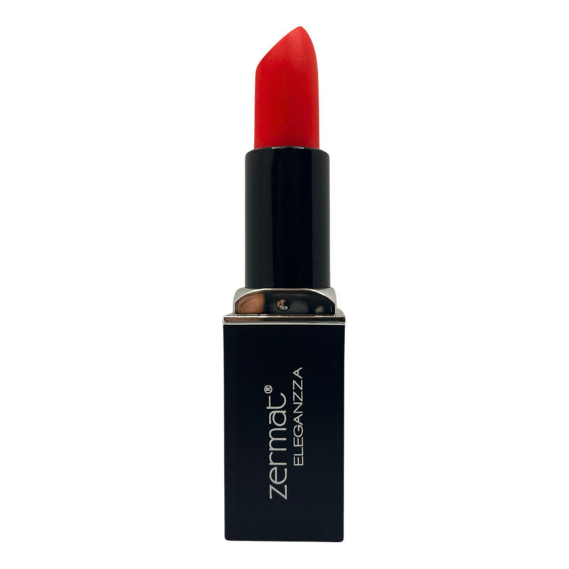 Labial Semimate Con Vitamina E Zermat Eleganzza Color Naranja Amanecer